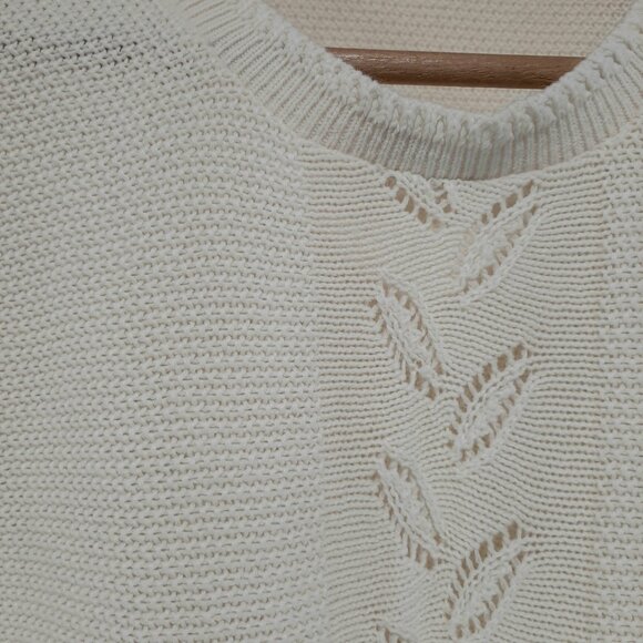 Rare handmade vintage quiet luxury knit short sleeve ivory sweater - Picture 6 of 16